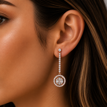 Pavé-Set Drop Earrings in 18K Gold, Lab-Grown Diamond
