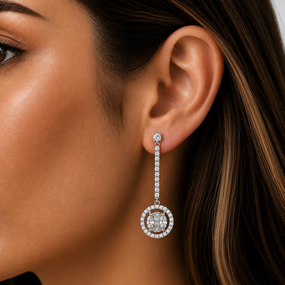 Pavé-Set Drop Earrings in 18K Gold, Lab-Grown Diamond