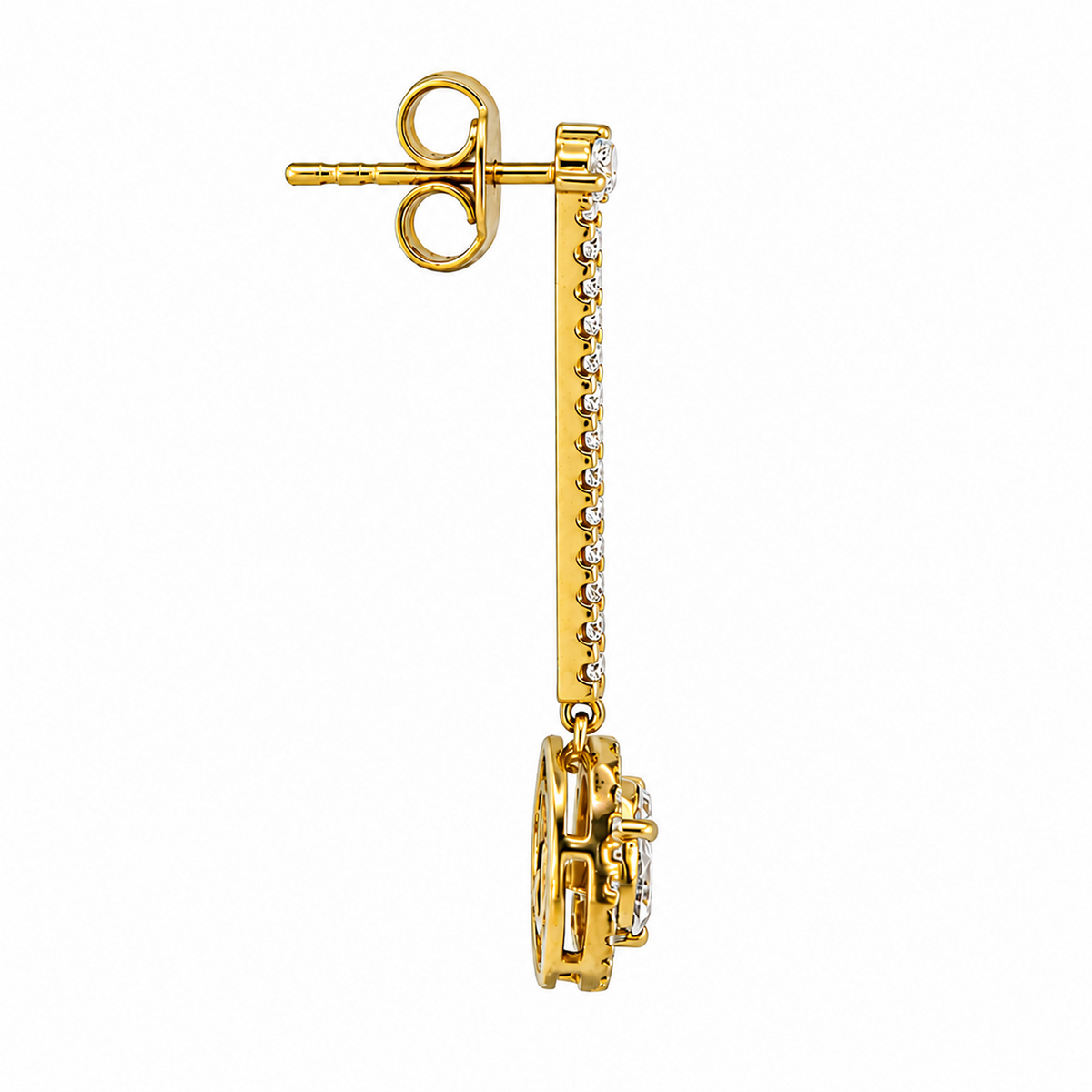 Pavé-Set Drop Earrings in 18K Gold, Lab-Grown Diamond