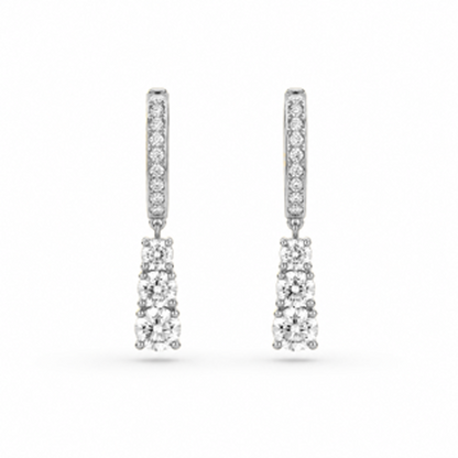 Graduated Three-Stone Diamond Drop Earrings in 18K Gold, Lab-Grown Diamond