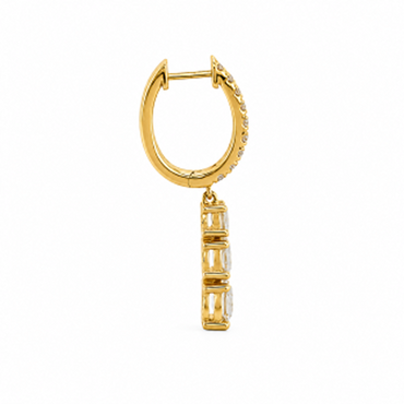 Graduated Three-Stone Diamond Drop Earrings in 18K Gold, Lab-Grown Diamond