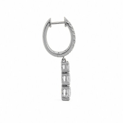 Graduated Three-Stone Diamond Drop Earrings in 18K Gold, Lab-Grown Diamond