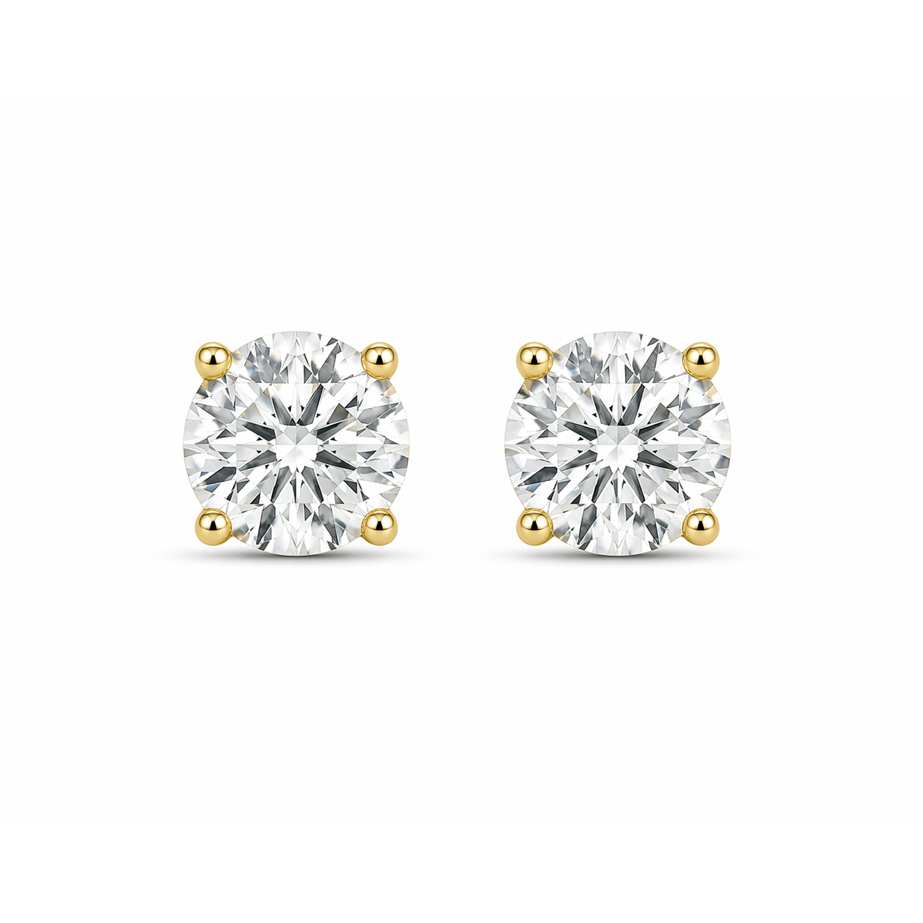 Round Brilliant Cut Statement Earrings in 18K White Gold, Lab-Grown Diamond
