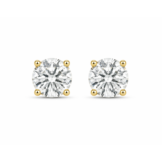Round Brilliant Cut Statement Earrings in 18K White Gold, Lab-Grown Diamond
