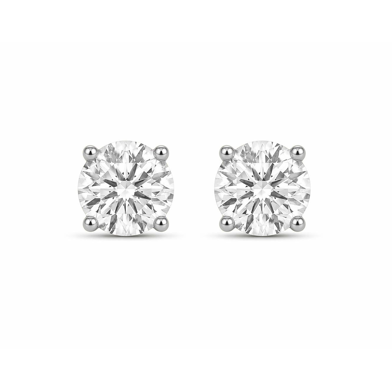 Round Brilliant Cut Statement Earrings in 18K White Gold, Lab-Grown Diamond