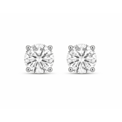 Round Brilliant Cut Statement Earrings in 18K White Gold, Lab-Grown Diamond