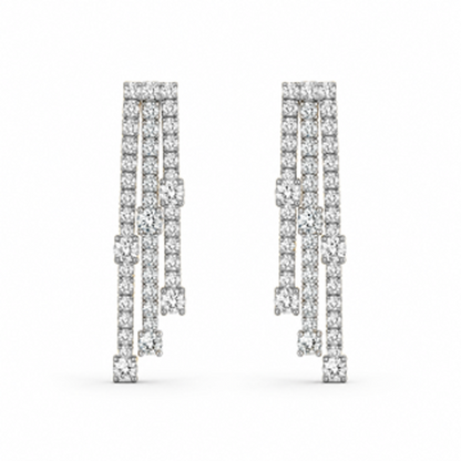 Two-Tone Three-Layer Drop Earrings in 18K Gold, Lab-Grown Diamond