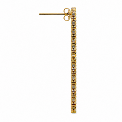 Two-Tone Three-Layer Drop Earrings in 18K Gold, Lab-Grown Diamond