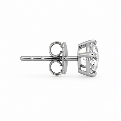 Round Brilliant Cut Statement Earrings in 18K White Gold, Lab-Grown Diamond