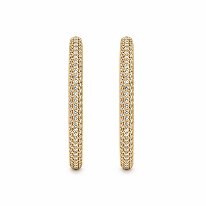 Round Brilliant Hoop Earrings in 18K Gold, Lab-Grown Diamond