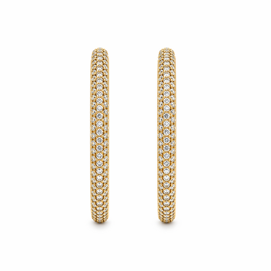 Round Brilliant Hoop Earrings in 18K Gold, Lab-Grown Diamond