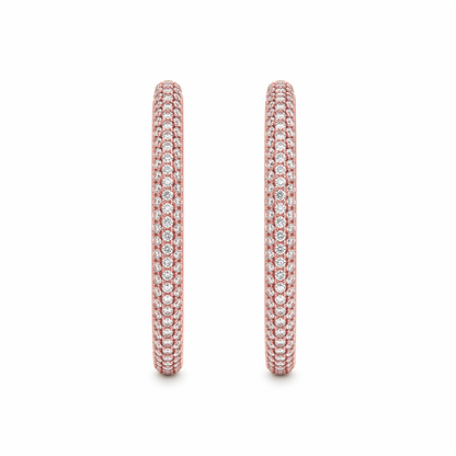 Round Brilliant Hoop Earrings in 18K Gold, Lab-Grown Diamond