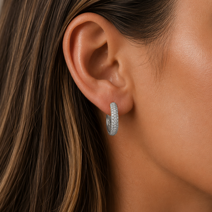 Round Brilliant Hoop Earrings in 18K Gold, Lab-Grown Diamond