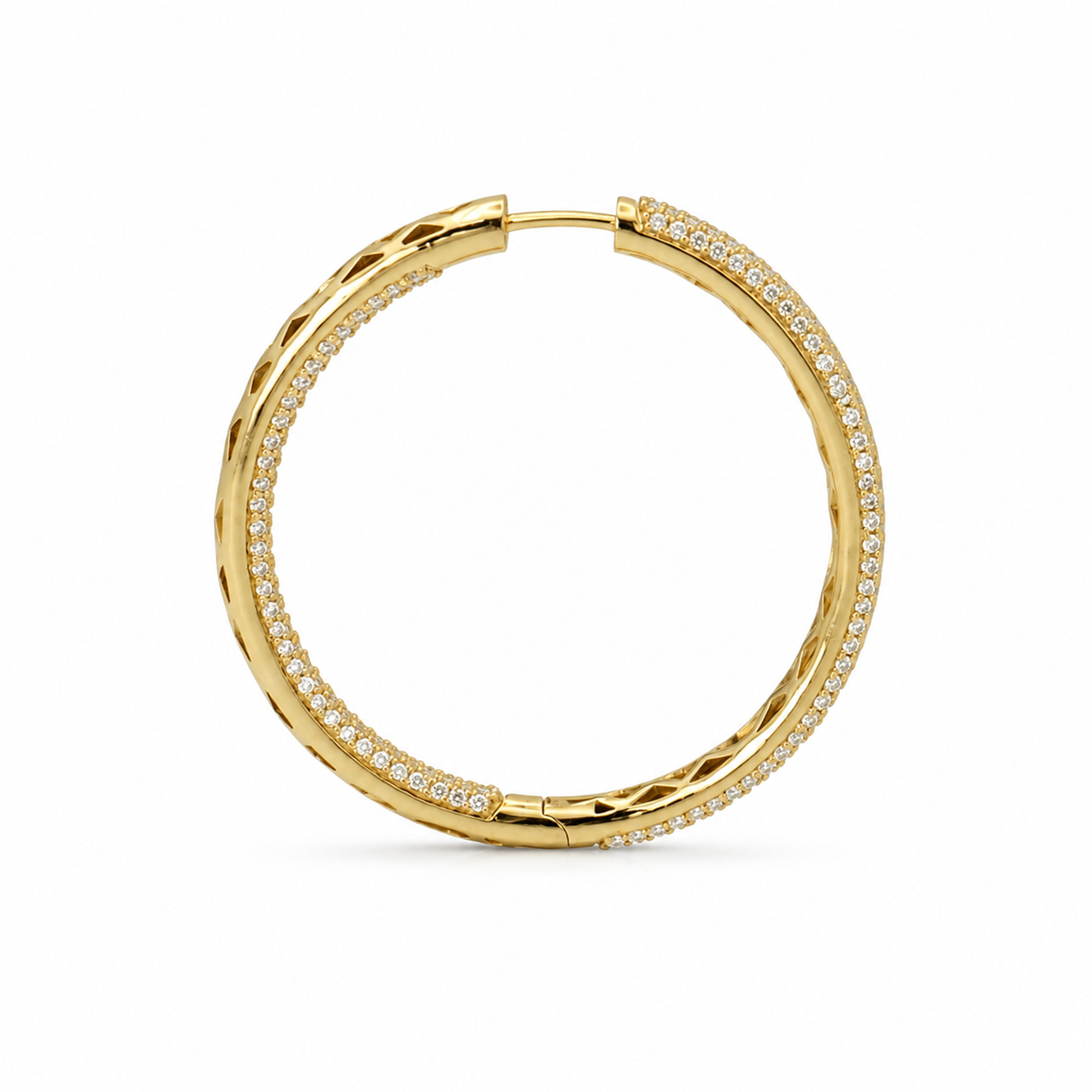 Round Brilliant Hoop Earrings in 18K Gold, Lab-Grown Diamond