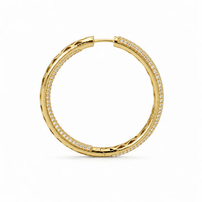 Round Brilliant Hoop Earrings in 18K Gold, Lab-Grown Diamond