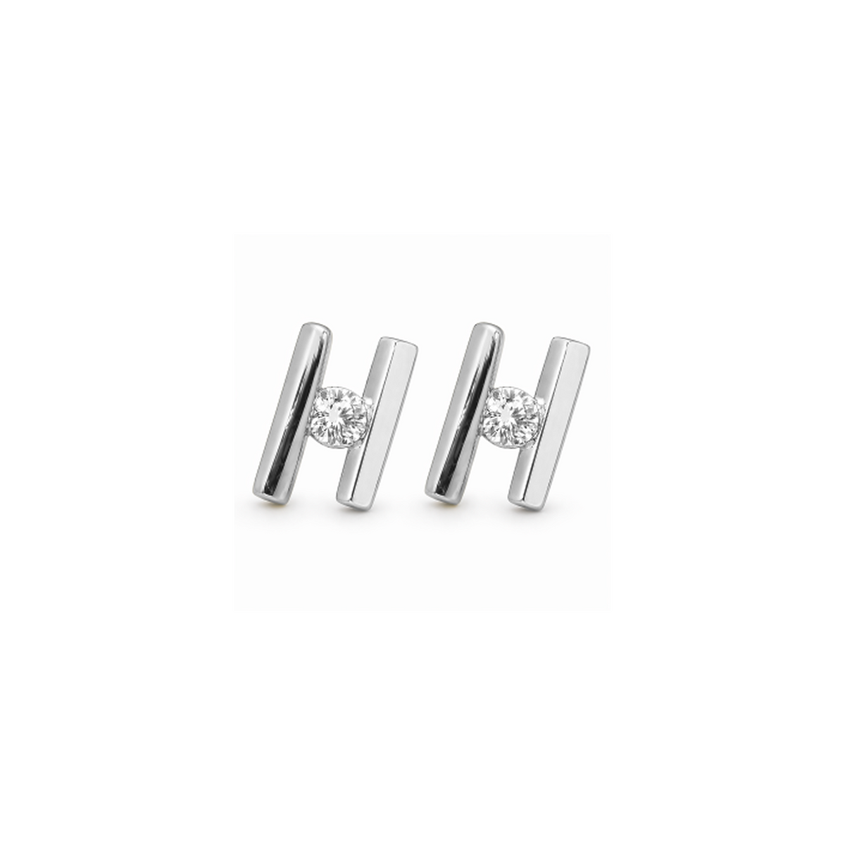 Two-Tone Earrings in 18K Yellow and White Gold, Lab-Grown Diamond