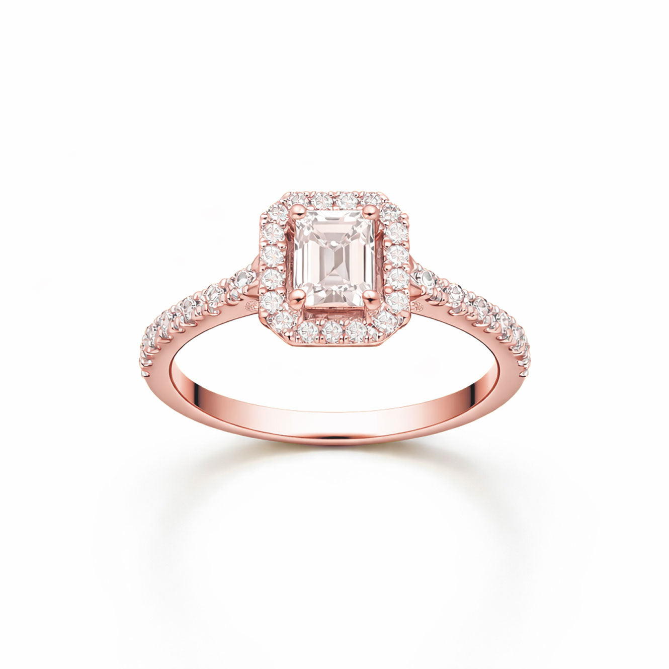 Emerald Cut Classic Engagement Ring in 18K Gold, Lab-Grown Diamond