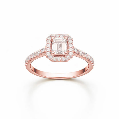 Emerald Cut Classic Engagement Ring in 18K Gold, Lab-Grown Diamond