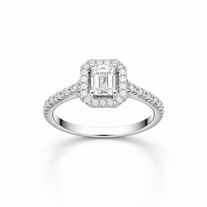 Emerald Cut Classic Engagement Ring in 18K Gold, Lab-Grown Diamond