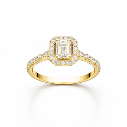 Emerald Cut Classic Engagement Ring in 18K Gold, Lab-Grown Diamond