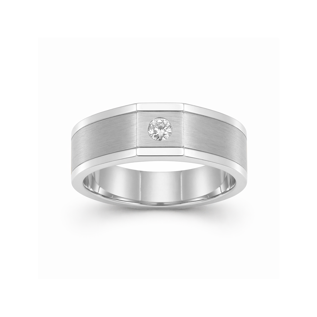 Men’s Flush-Set Dress Ring in 18K Gold, Lab-Grown Diamond