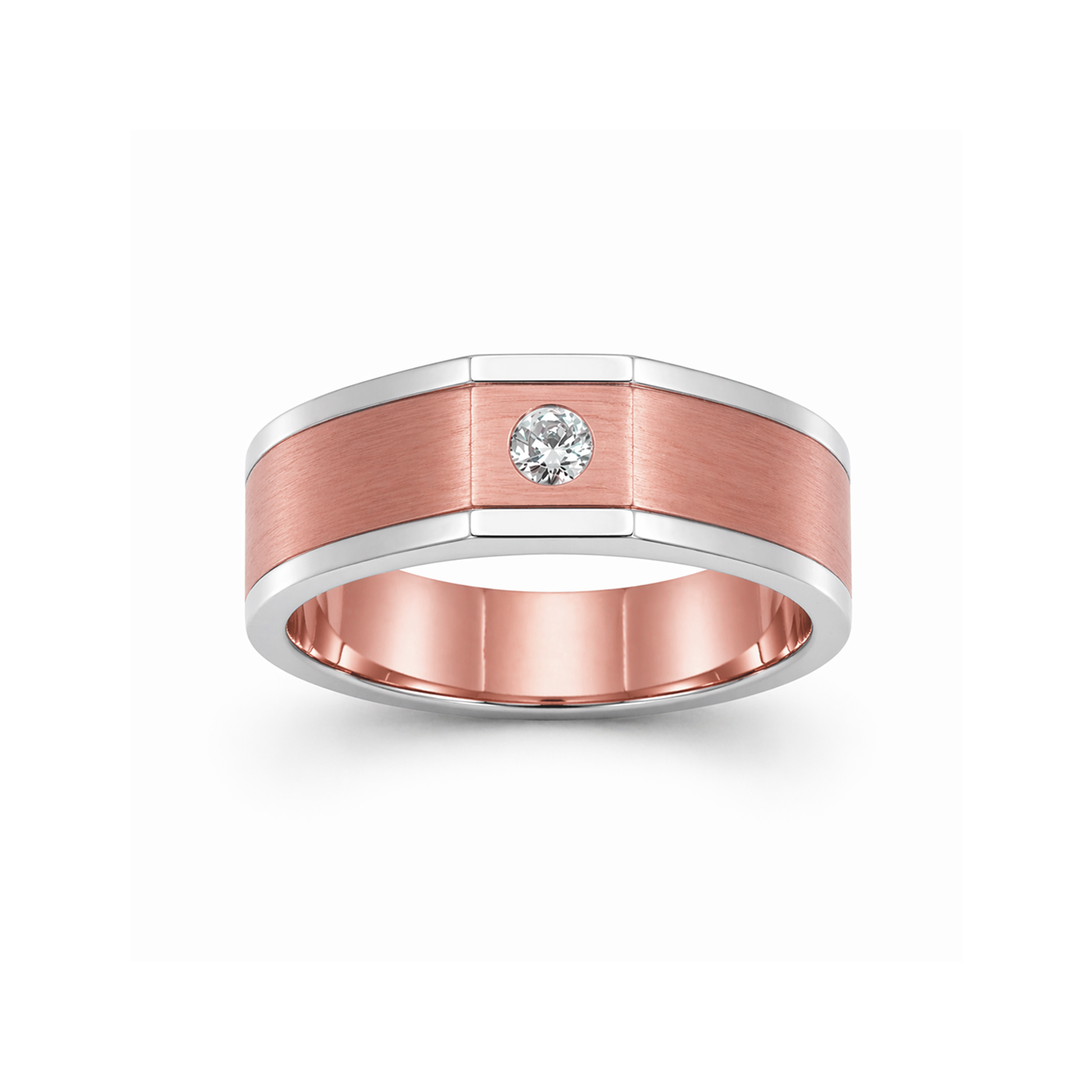 Men’s Flush-Set Dress Ring in 18K Gold, Lab-Grown Diamond