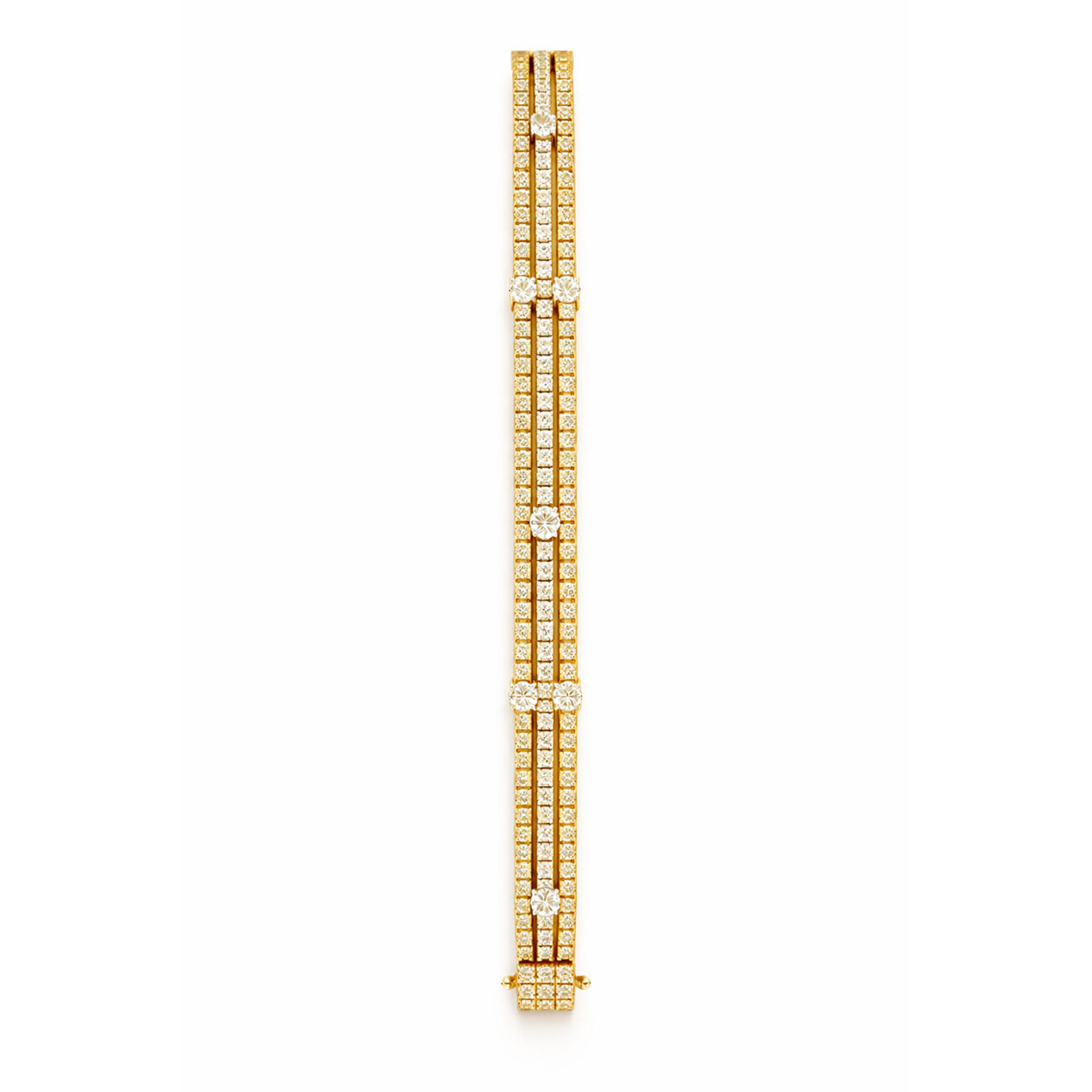 Round Brilliant Multi Layered Bracelet in 18K Gold, Lab-Grown Diamond
