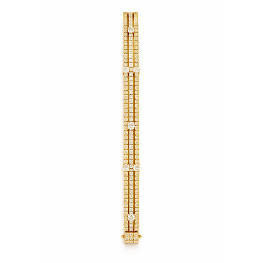 Round Brilliant Multi Layered Bracelet in 18K Gold, Lab-Grown Diamond
