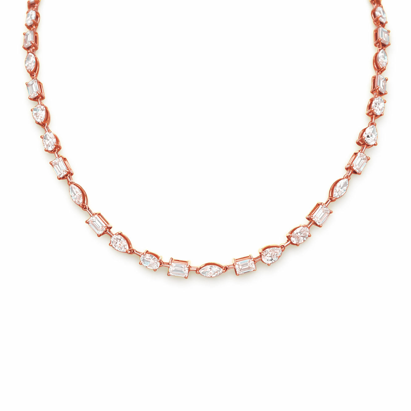 Mixed-Cut Tennis Necklace in 18K Gold, Lab-Grown Diamond