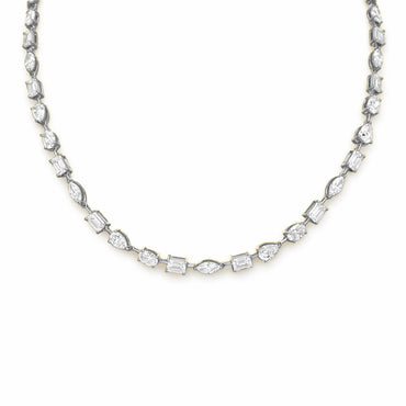 Mixed-Cut Tennis Necklace in 18K Gold, Lab-Grown Diamond