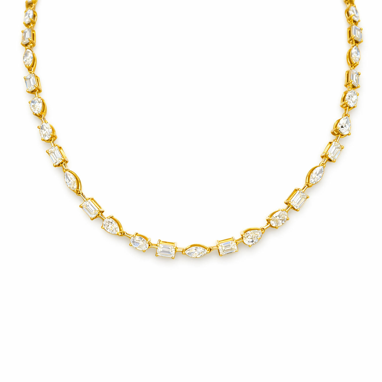 Mixed-Cut Tennis Necklace in 18K Gold, Lab-Grown Diamond