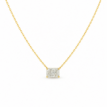 Radiant Cut Diamond Necklace in 18K Gold, Lab-Grown Diamond