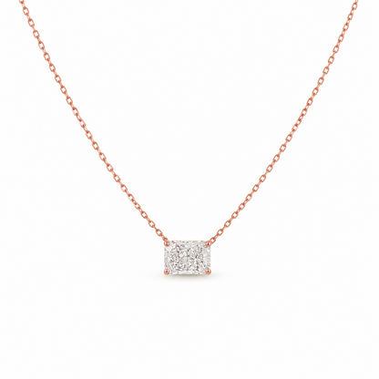 Radiant Cut Diamond Necklace in 18K Gold, Lab-Grown Diamond