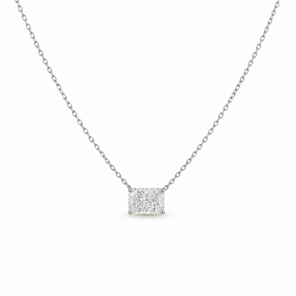 Radiant Cut Diamond Necklace in 18K Gold, Lab-Grown Diamond