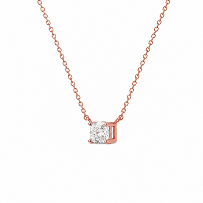 Radiant Cut Diamond Necklace in 18K Gold, Lab-Grown Diamond