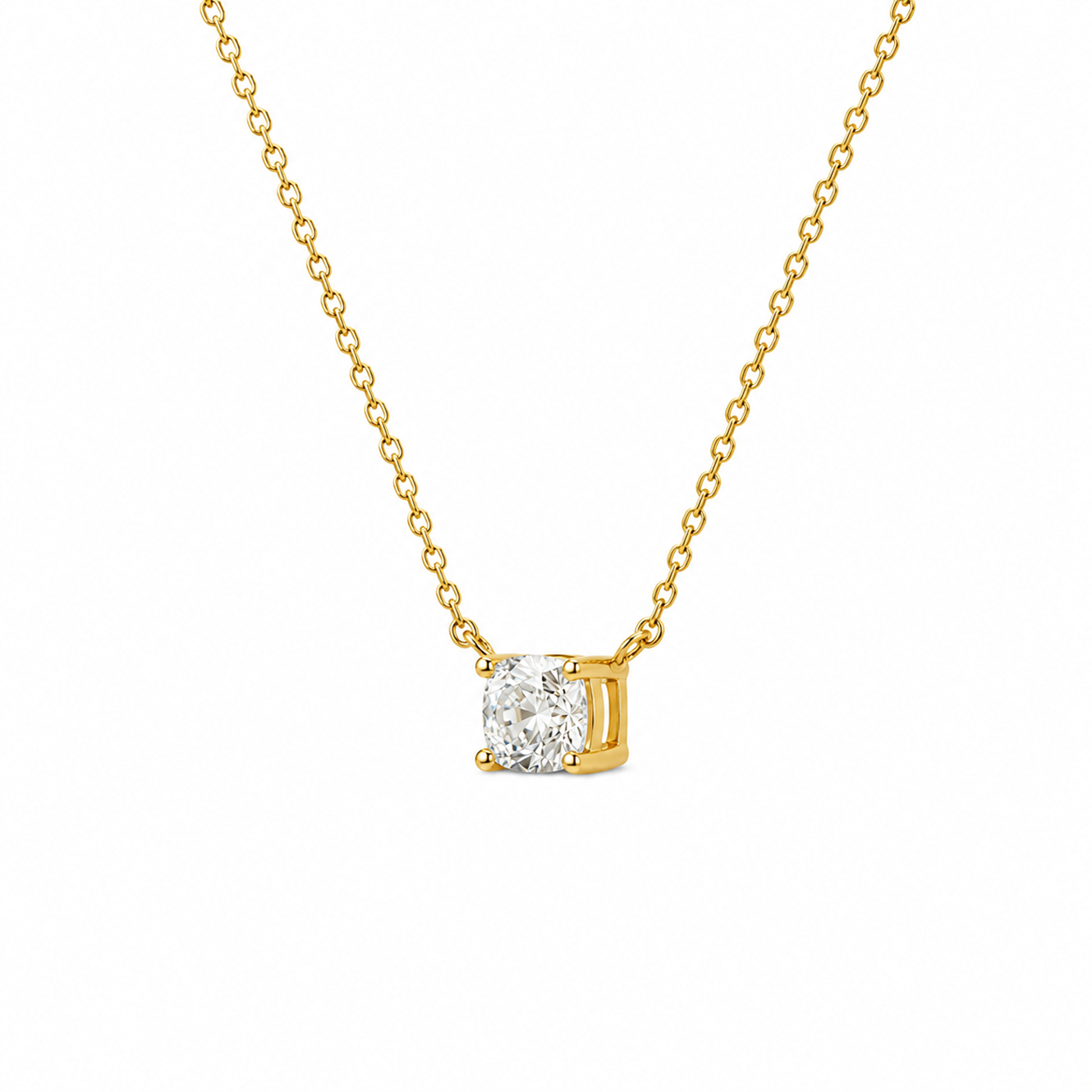 Radiant Cut Diamond Necklace in 18K Gold, Lab-Grown Diamond