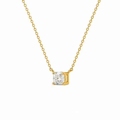 Radiant Cut Diamond Necklace in 18K Gold, Lab-Grown Diamond