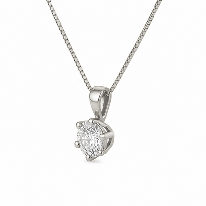 Round Brilliant Cut Necklace in 18K Gold, Lab-Grown Diamond