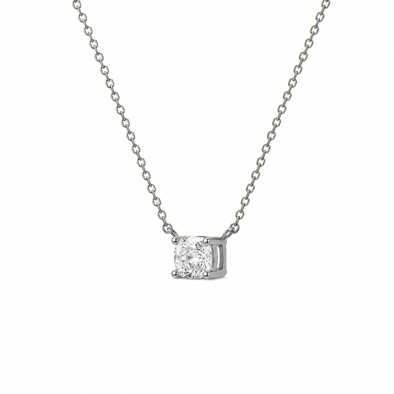 Radiant Cut Diamond Necklace in 18K Gold, Lab-Grown Diamond