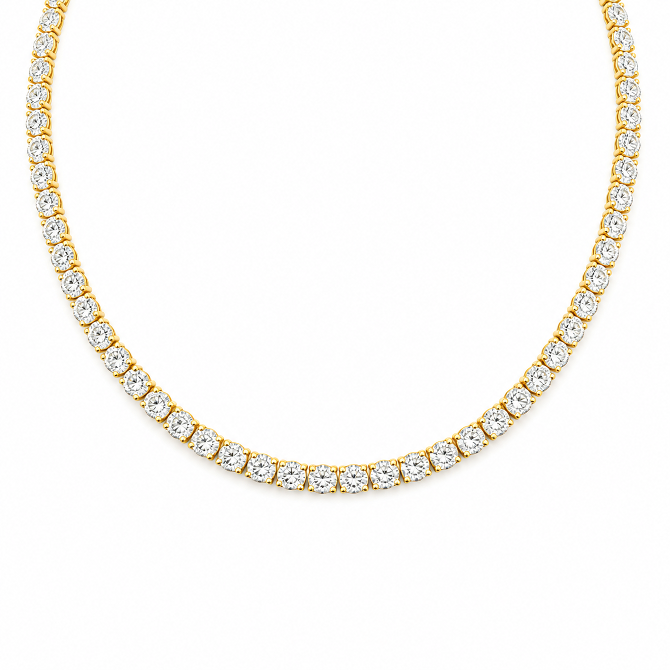 Round Cut Tennis Necklace in 18K Gold, Lab-Grown Diamond