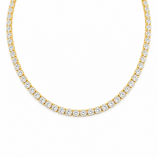 Round Cut Tennis Necklace in 18K Gold, Lab-Grown Diamond