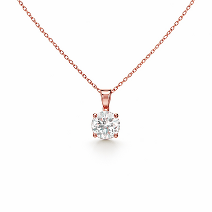 Round Diamond Necklace in 18K Gold, Lab-Grown Diamond