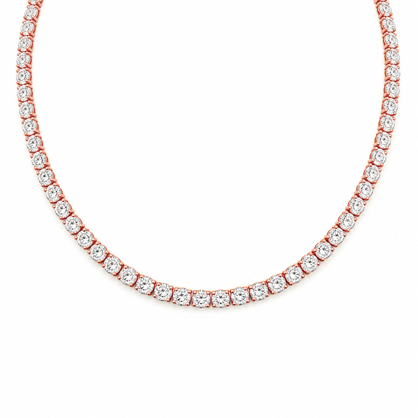 Round Cut Tennis Necklace in 18K Gold, Lab-Grown Diamond