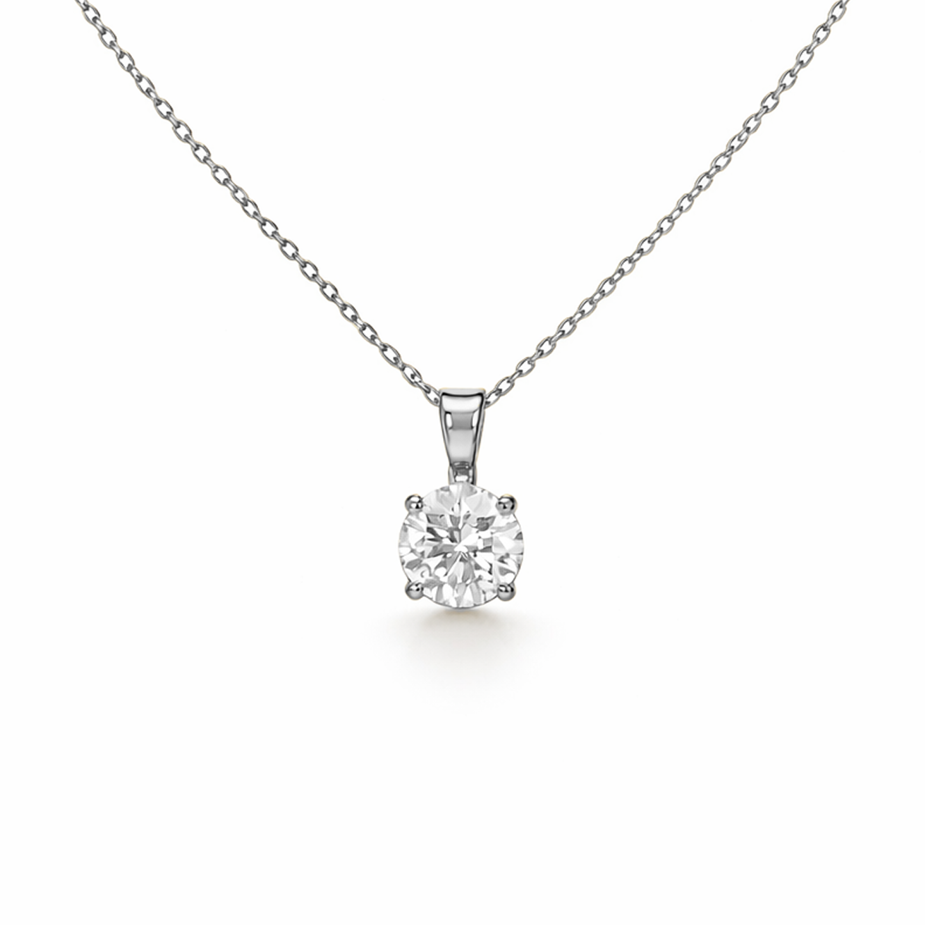 Round Diamond Necklace in 18K Gold, Lab-Grown Diamond