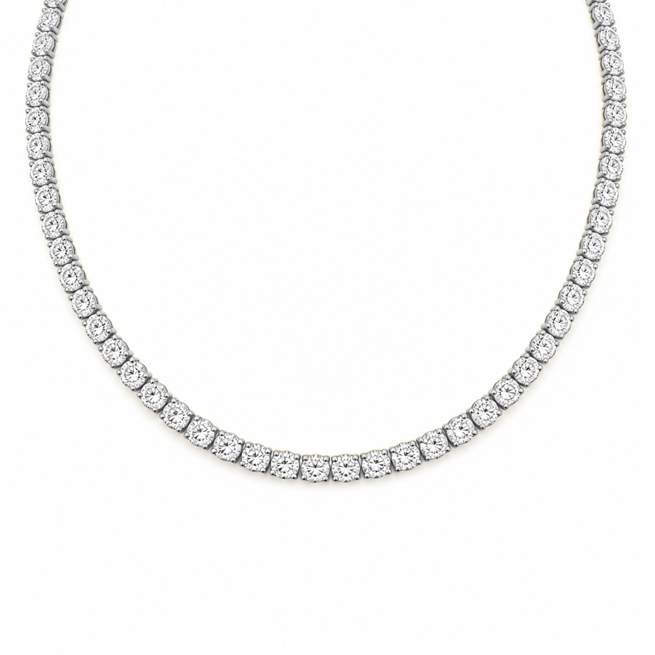 Round Cut Tennis Necklace in 18K Gold, Lab-Grown Diamond
