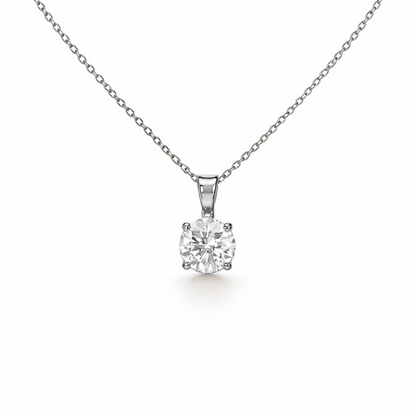 Round Diamond Necklace in 18K Gold, Lab-Grown Diamond