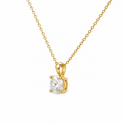 Round Diamond Necklace in 18K Gold, Lab-Grown Diamond