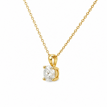 Round Diamond Necklace in 18K Gold, Lab-Grown Diamond