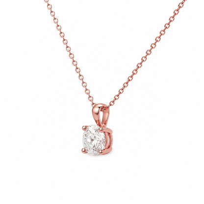 Round Diamond Necklace in 18K Gold, Lab-Grown Diamond