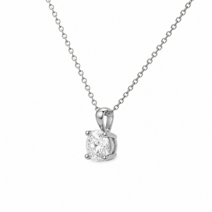 Round Diamond Necklace in 18K Gold, Lab-Grown Diamond